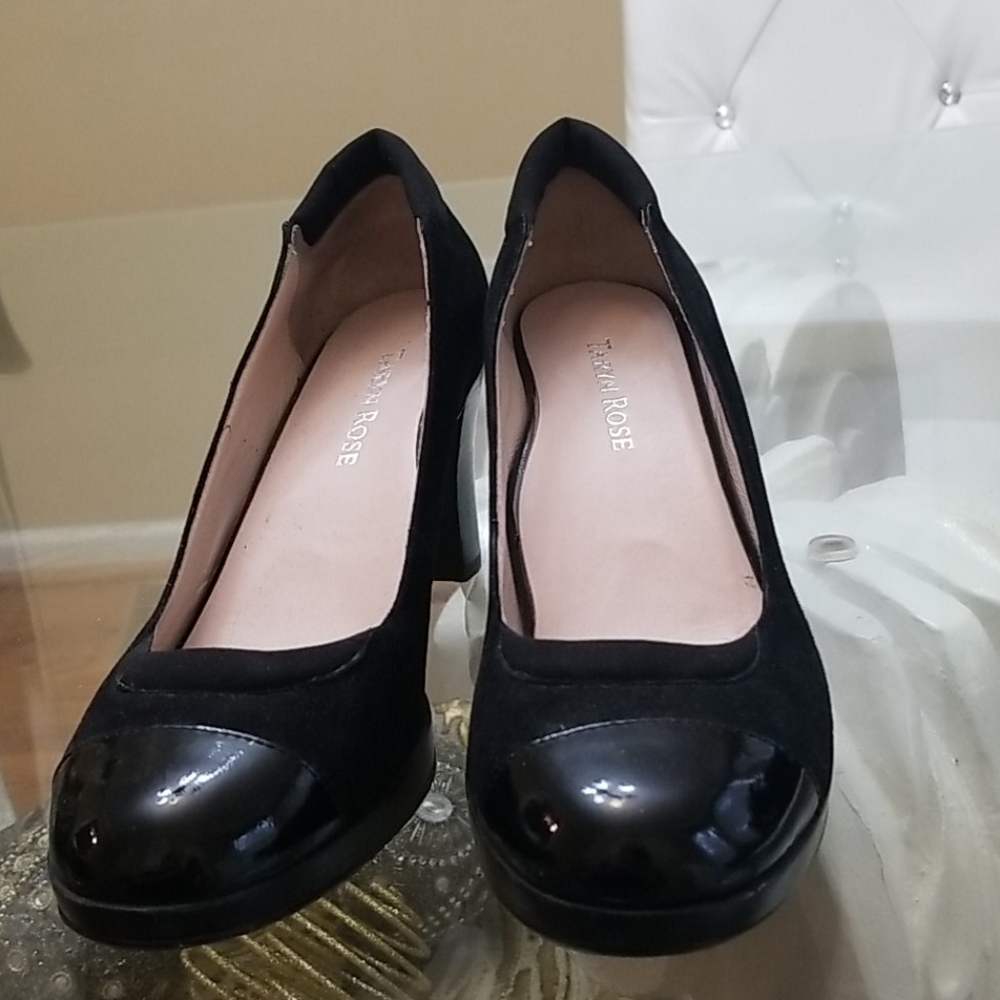 Taryn Rose suede pumps with patent toe